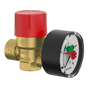 Soupape de sécurité avec manomètre Flamco Prescomano 1/2" x 3/4", 3 bar (27686)