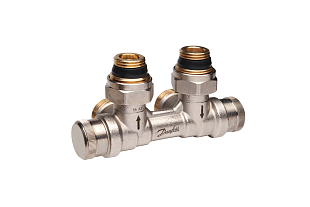 Raccord double pour radiateur Danfoss RLV-KDV DN 15 coudé gauche (013G7872)