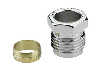Raccord à compression Danfoss pour tubes en acier et en cuivre 15 mm G 1/2" chromé (013G4195)