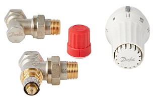 Kit de radiateur avec tête et vanne Danfoss droit DN 15
