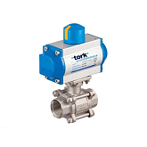 Robinet à bille inoxydable 2 voies TORK DN 15 avec actionneur pneumatique double effet DA