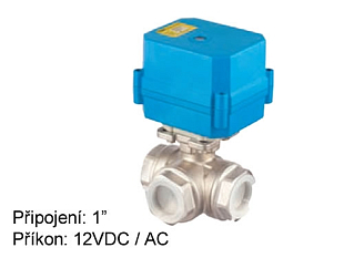 Vanne combinée rotative à trois voies Tork DN 25 avec actionneur électrique 12 VAC/DC