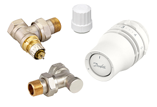 Kit de radiateur avec tête thermostatique et vanne Danfoss angle DN 15