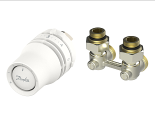 Kit avec tête thermostatique Danfoss Redia M30x1.5 et raccord d'angle RLV-KB (015G5323)