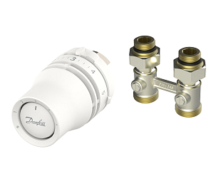 Kit avec tête thermostatique Danfoss Redia M30x1.5 et raccord en H RLV-KB droit (015G5324)
