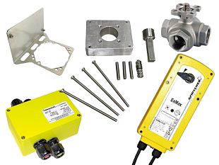 Ensemble Schischek EXMAX-15.30-Y et vanne à boisseau sphérique trois voies T-KV904.25 (SCH25.102)