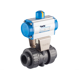 Vanne à bille en PVC Tork DN 15 avec actionneur pneumatique simple effet SR (PAV913.15SR)